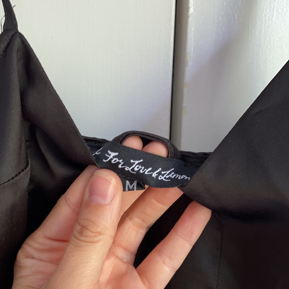 For Love & Lemons black satin maxi slip